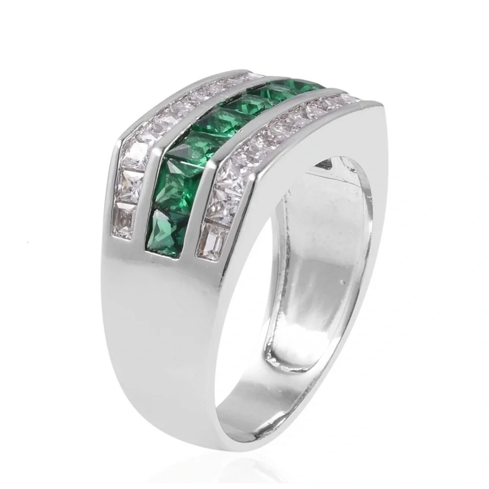 Simulated Green and White Diamond Ring